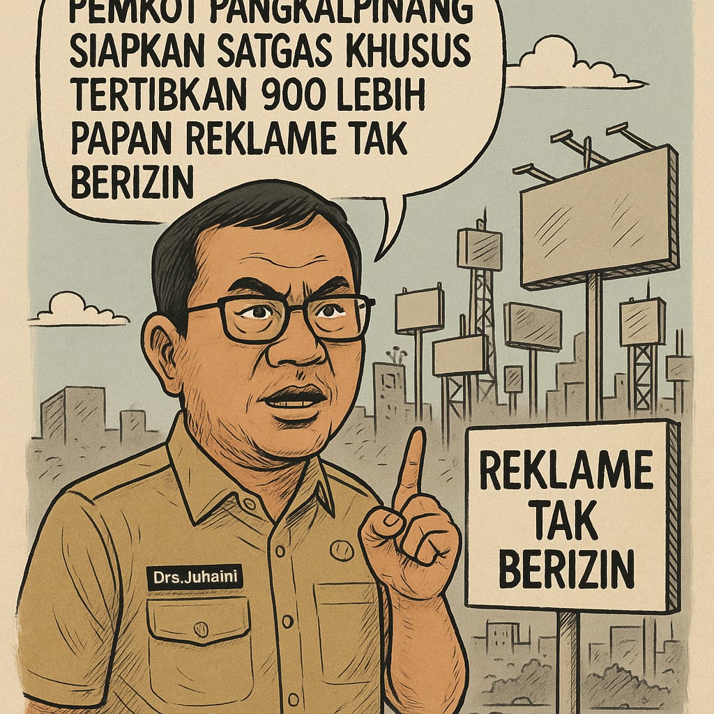 Pemkot Pangkalpinang Siapkan Satgas Khusus Tertibkan 900-an Papan Dan Tiang Reklame Tak Berizin.
