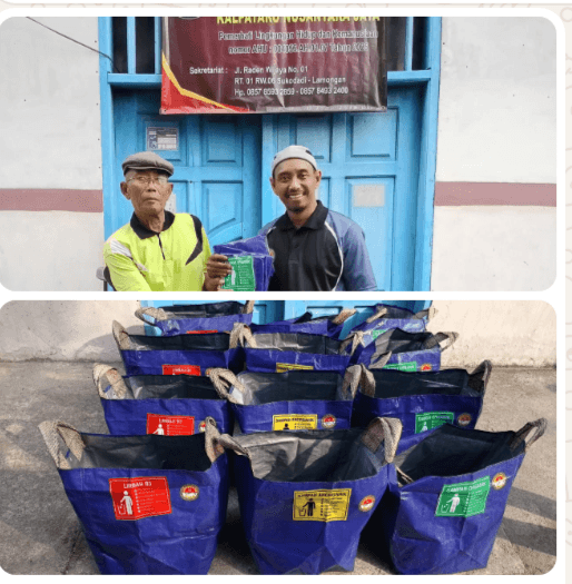 FKBN Lamongan Dukung Pengelolaan Pilah Sampah, Berikan Bantuan Kantong Sampah Kepada Kalpataru Nusantara Jaya.