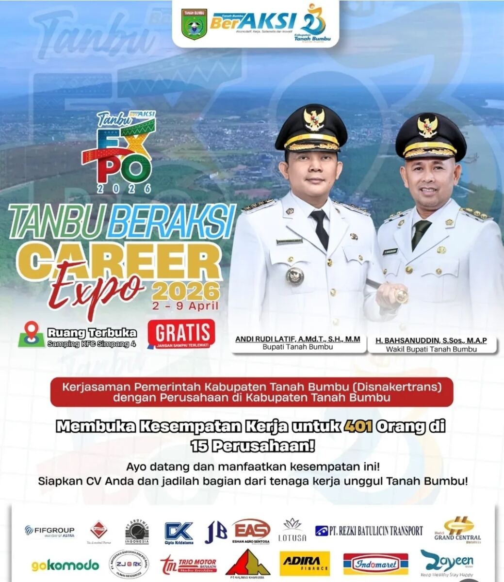 HUT Ke-23 Tanah Bumbu, Tanbu Beraksi Career Expo Buka Kesempatan Kerja untuk 401 orang di 15 perusahaan