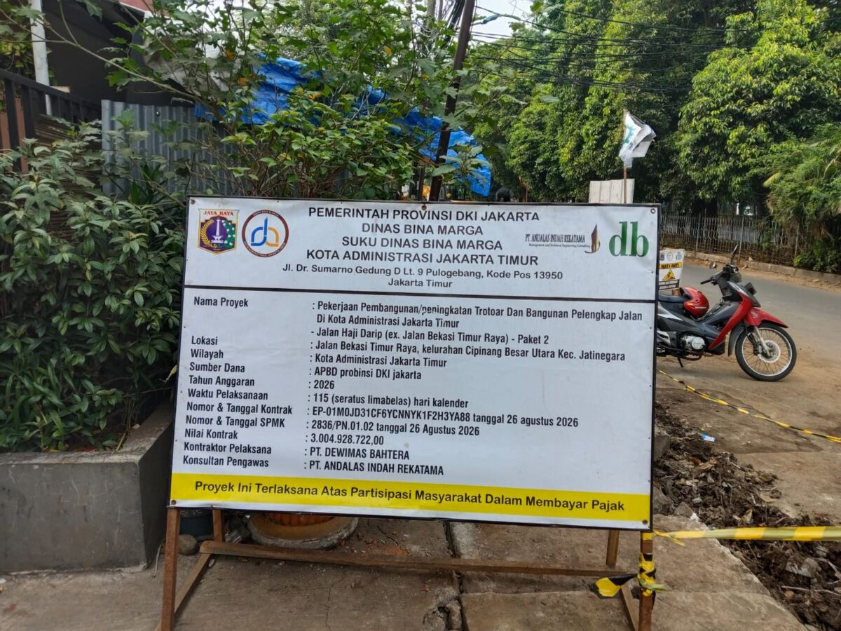 Proyek Trotoar dan Saluran di Jaktim Disorot, U-Ditch Diduga Dipasang Tanpa Lantai Kerja